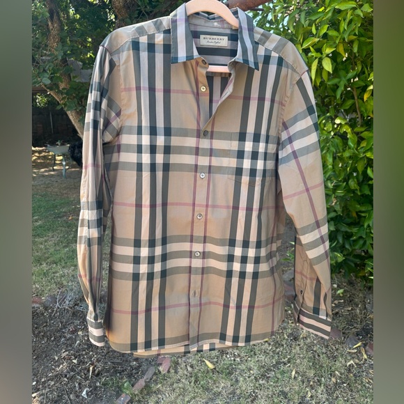 Men's Tan Plaid dress shirt - Picture 9 of 15